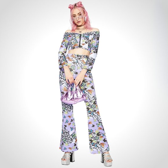 NWT DOLLS KILL Lilac Wild Fusion Long Sleeve Top - Picture 4 of 4